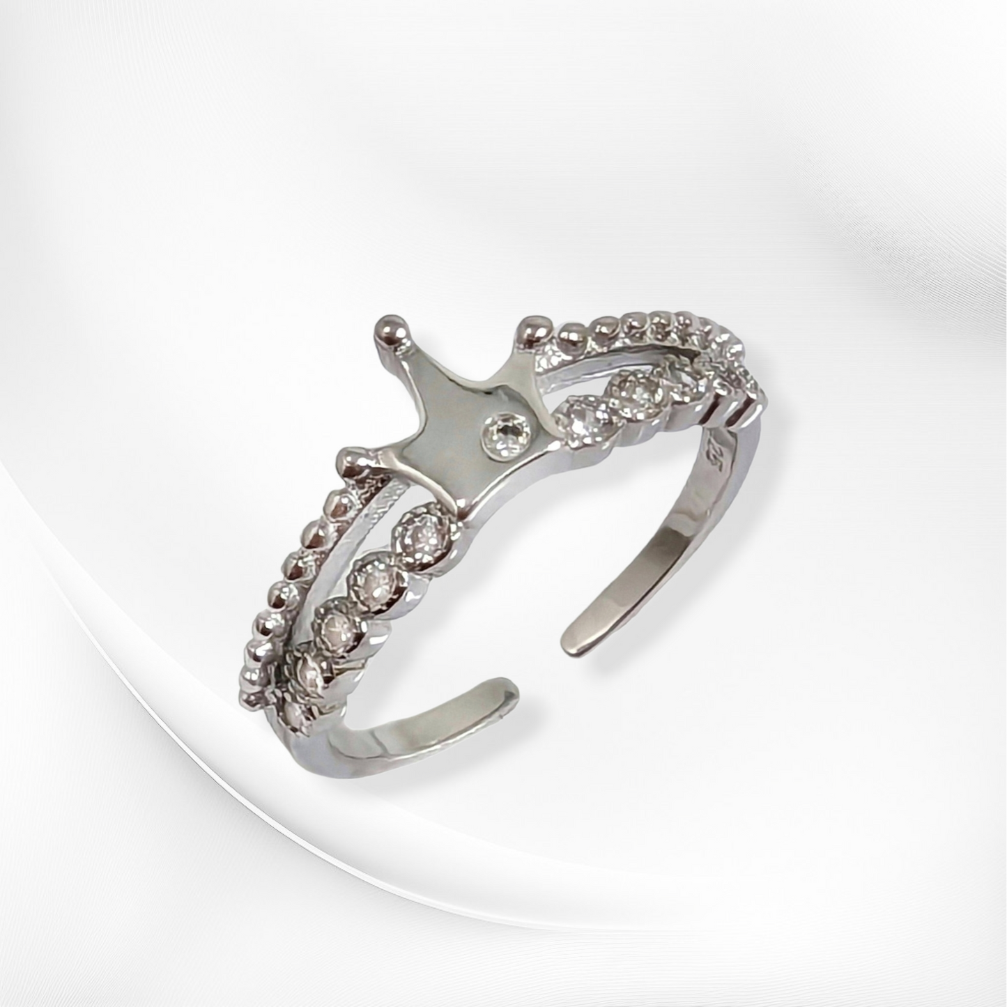 925 Sterling Silver Women's Ring with Cubic Zirconia Crystals *Crown Silver Ring