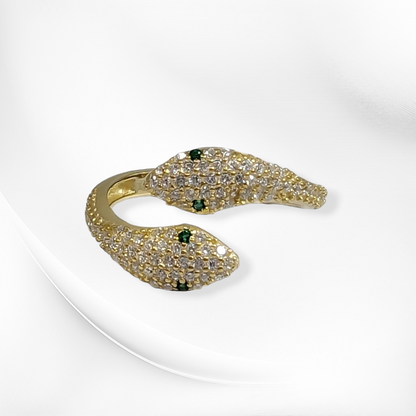 925 Sterling Silver Women's Ring with Cubic Zirconia Crystals, 14K Gold plated