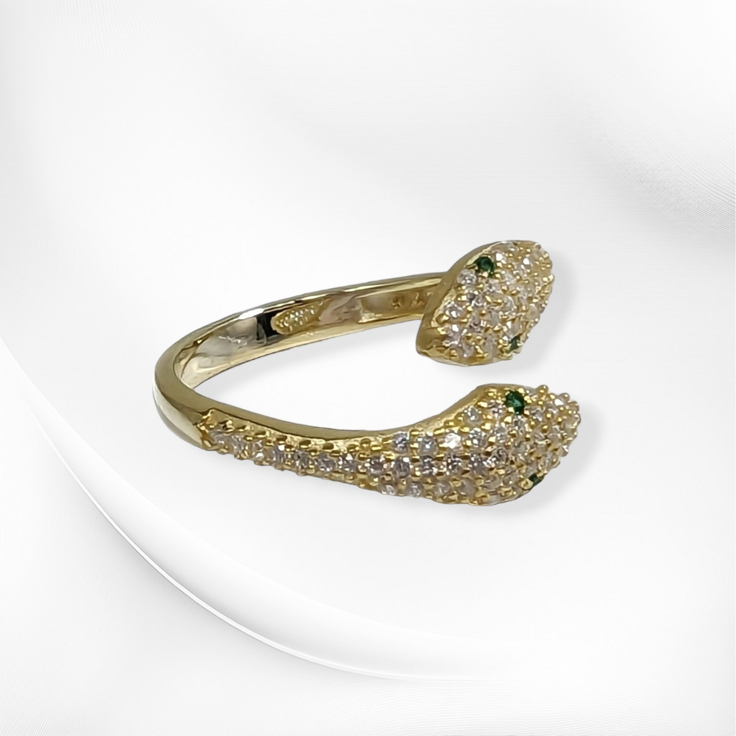 925 Sterling Silver Women's Ring with Cubic Zirconia Crystals, 14K Gold plated