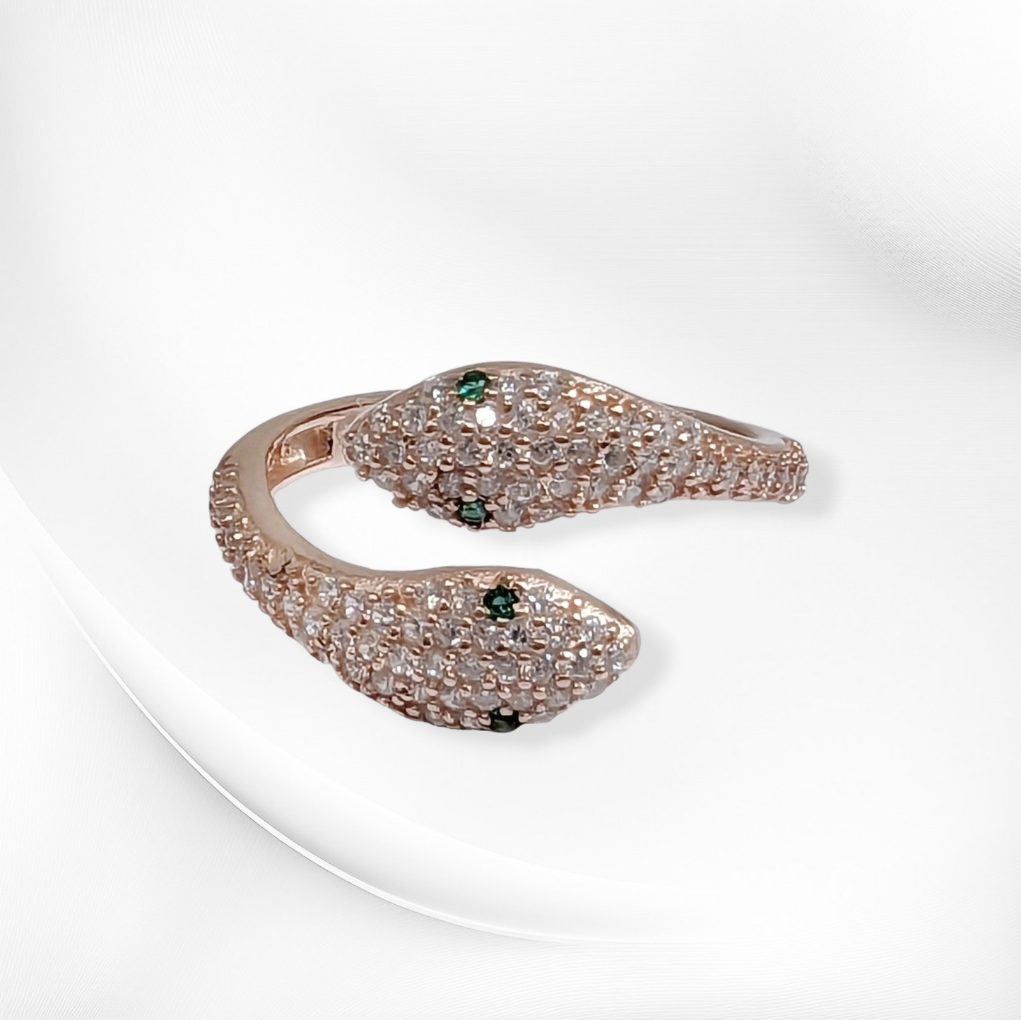 925 Sterling Silver Women's Ring with Cubic Zirconia Crystals, 14K Rose Gold plated