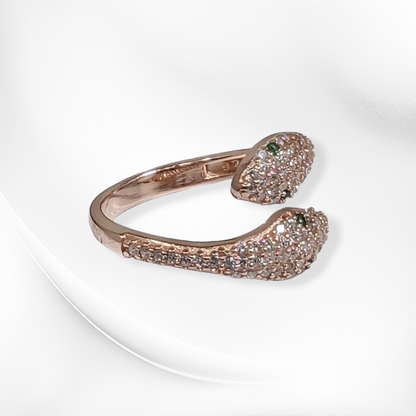 925 Sterling Silver Women's Ring with Cubic Zirconia Crystals, 14K Rose Gold plated