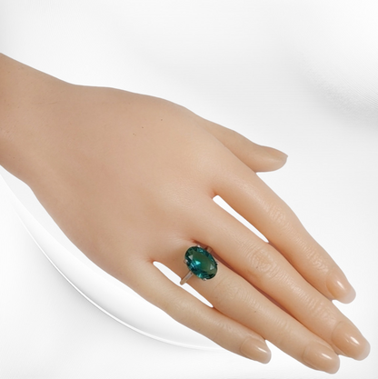 925 Sterling Silver Women's Ring with Paraiba Cubic Zirconia Crystal
