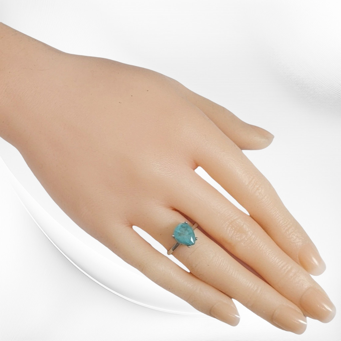 925 Sterling Silver Women's Ring with Paraiba Cubic Zirconia Crystal