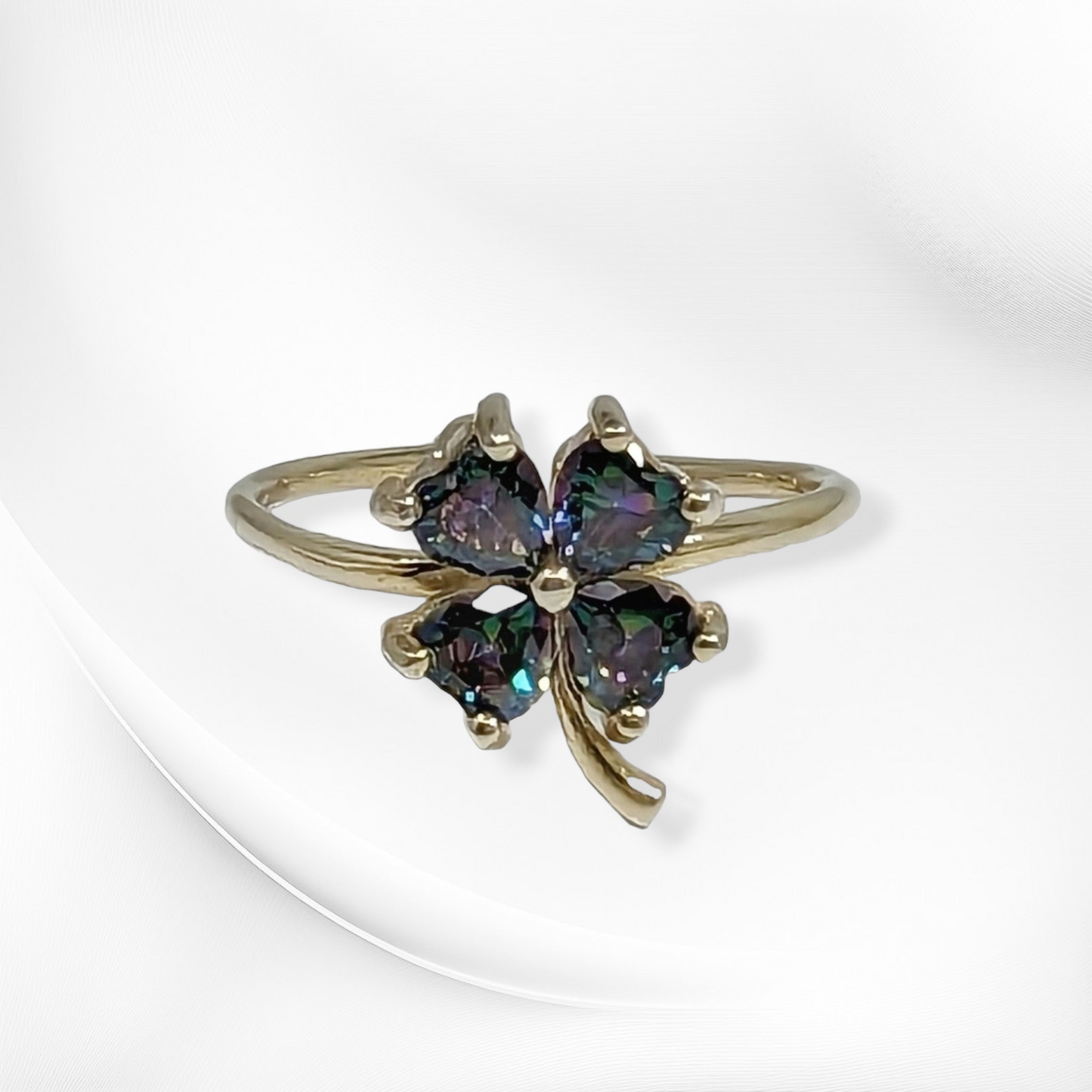 925 Sterling Silver Women's Ring with Mystic Topaz, 14K Gold plated