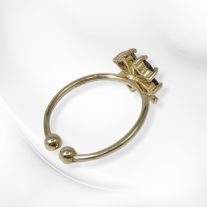 925 Sterling Silver Women's Ring with Mystic Topaz, 14K Gold plated