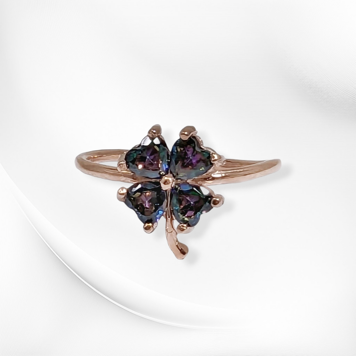 925 Sterling Silver Women's Ring with Mystic Topaz, 14K Rose Gold plated