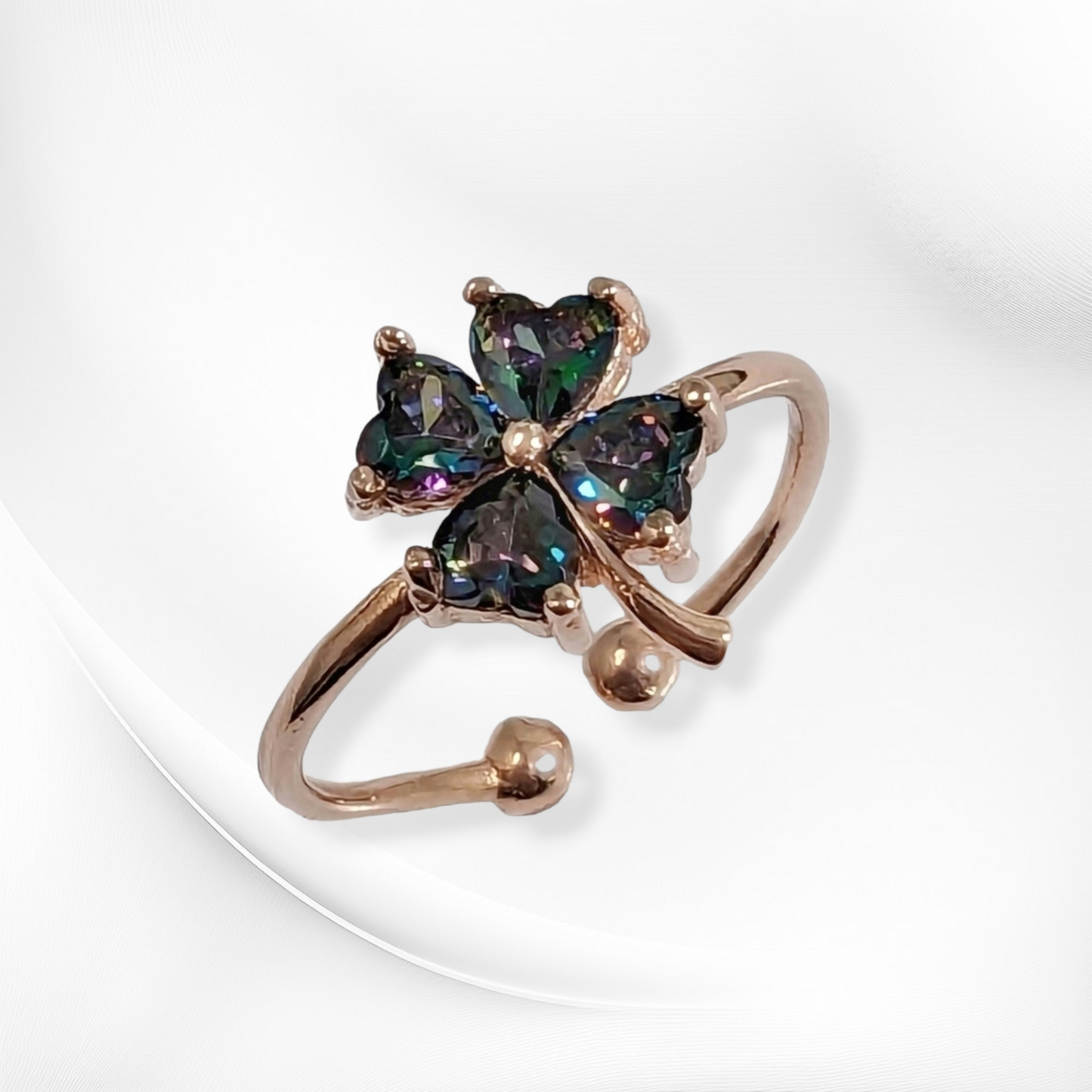 925 Sterling Silver Women's Ring with Mystic Topaz, 14K Rose Gold plated