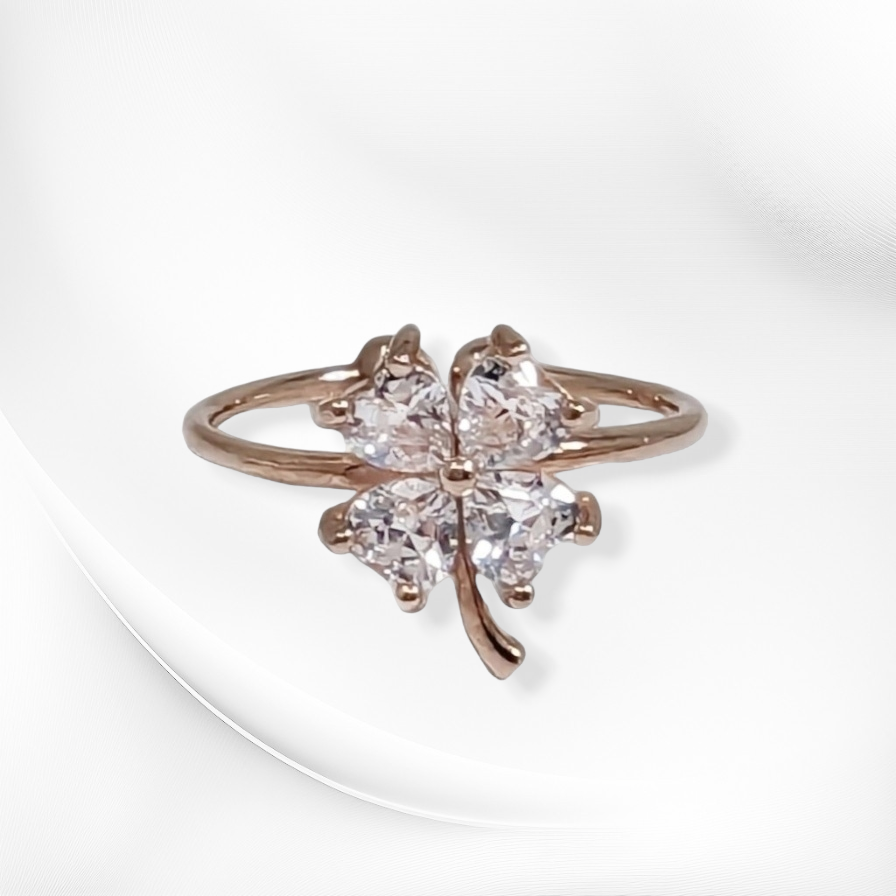 925 Sterling Silver Women's Ring with Cubic Zirconia Crystals, 14K Rose Gold plated