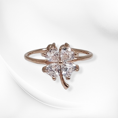 925 Sterling Silver Women's Ring with Cubic Zirconia Crystals, 14K Rose Gold plated