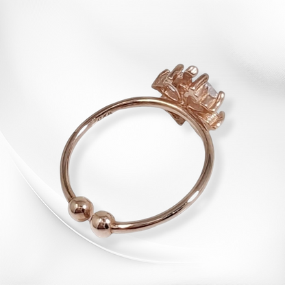 925 Sterling Silver Women's Ring with Cubic Zirconia Crystals, 14K Rose Gold plated