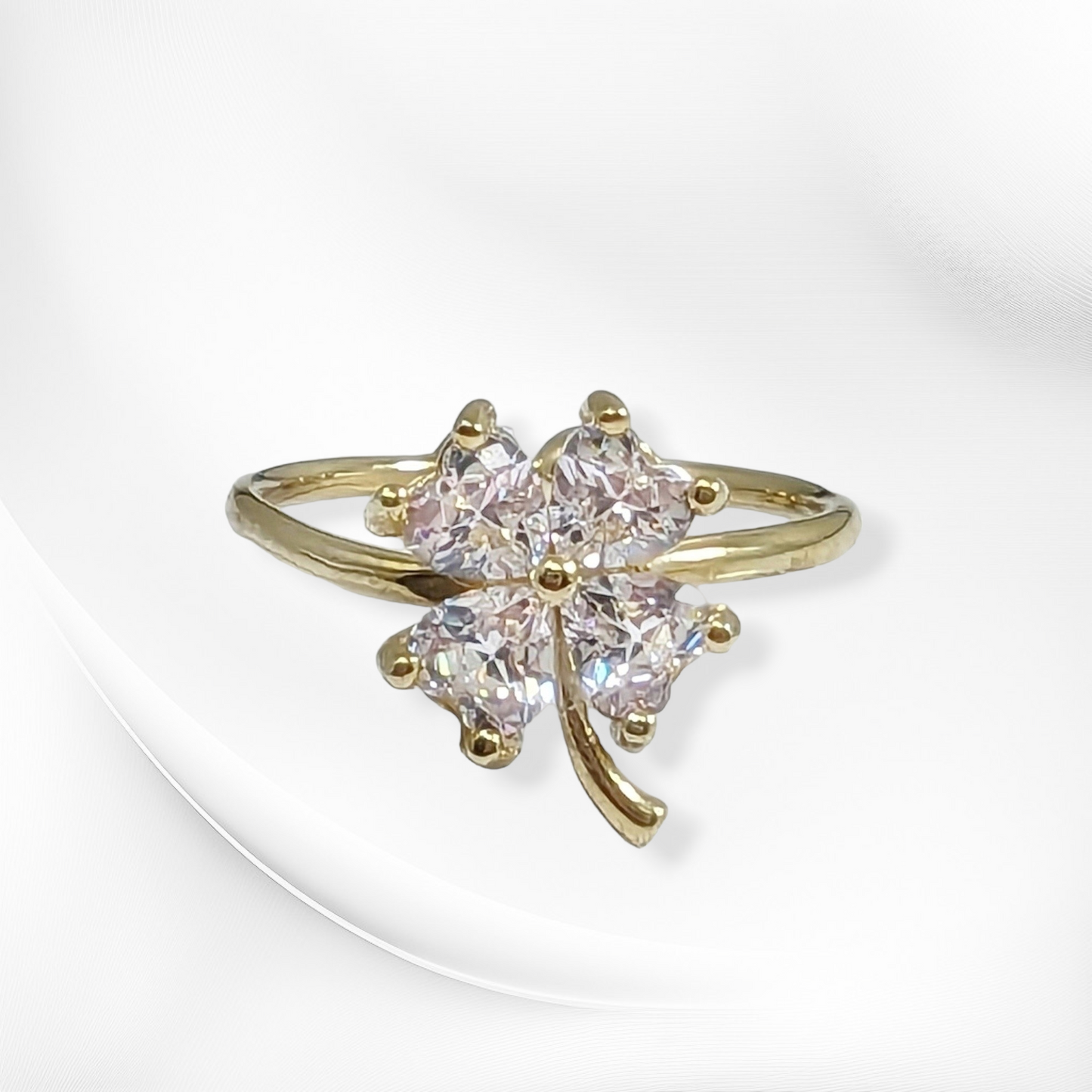 925 Sterling Silver Women's Ring with Cubic Zirconia Crystals, 14K Gold plated