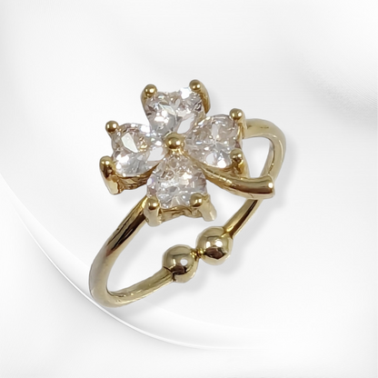 925 Sterling Silver Women's Ring with Cubic Zirconia Crystals, 14K Gold plated