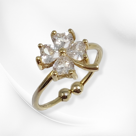 925 Sterling Silver Women's Ring with Cubic Zirconia Crystals, 14K Gold plated