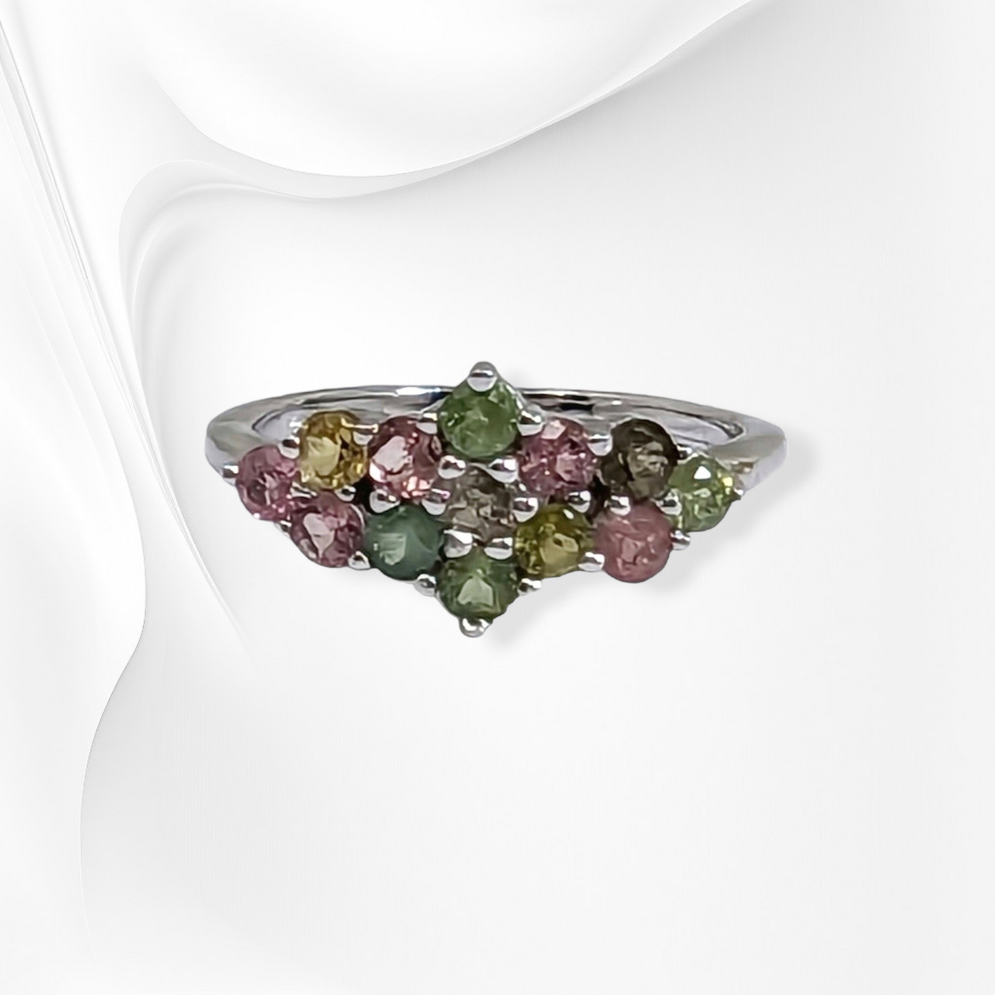 925 Sterling Silver Women's Ring with Authentic Tourmaline Gemstones