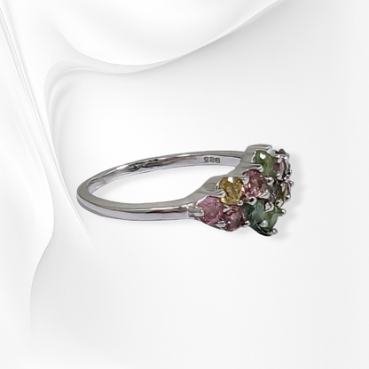 925 Sterling Silver Women's Ring with Authentic Tourmaline Gemstones
