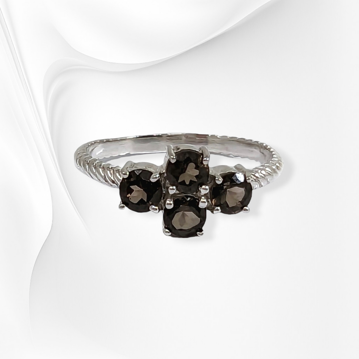 925 Sterling Silver Women's Ring with Authentic Smoky Topaz