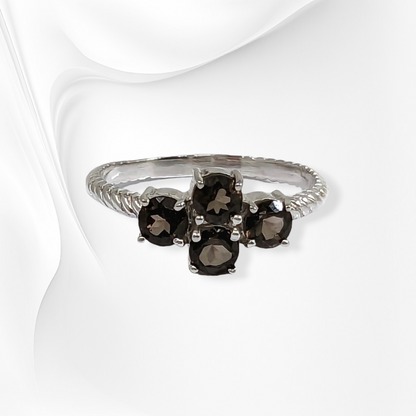 925 Sterling Silver Women's Ring with Authentic Smoky Topaz