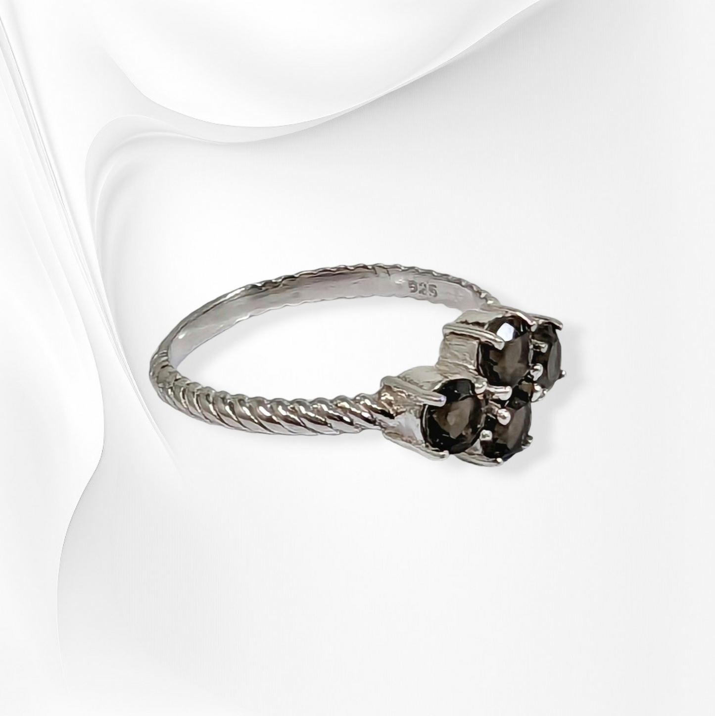 925 Sterling Silver Women's Ring with Authentic Smoky Topaz