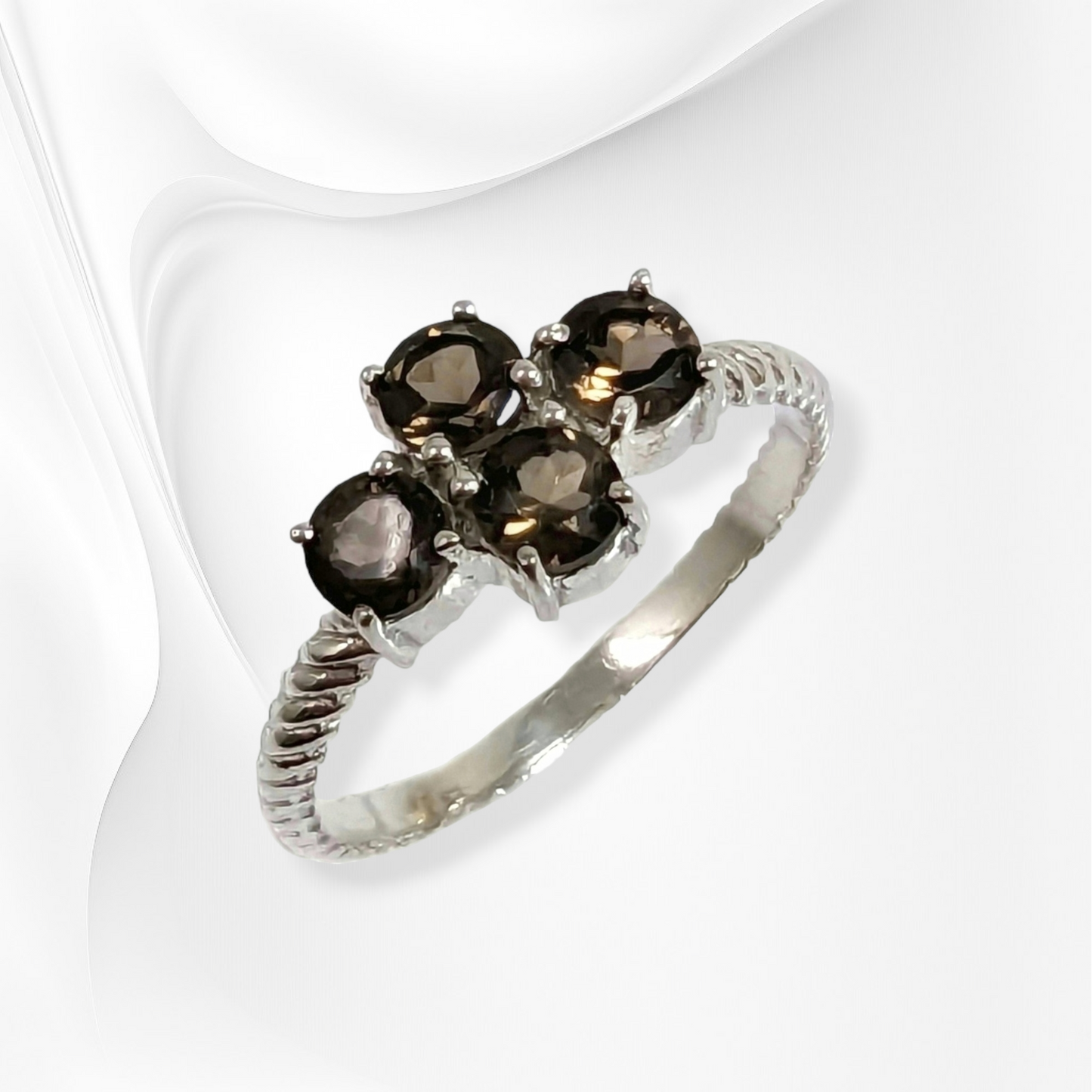 925 Sterling Silver Women's Ring with Authentic Smoky Topaz