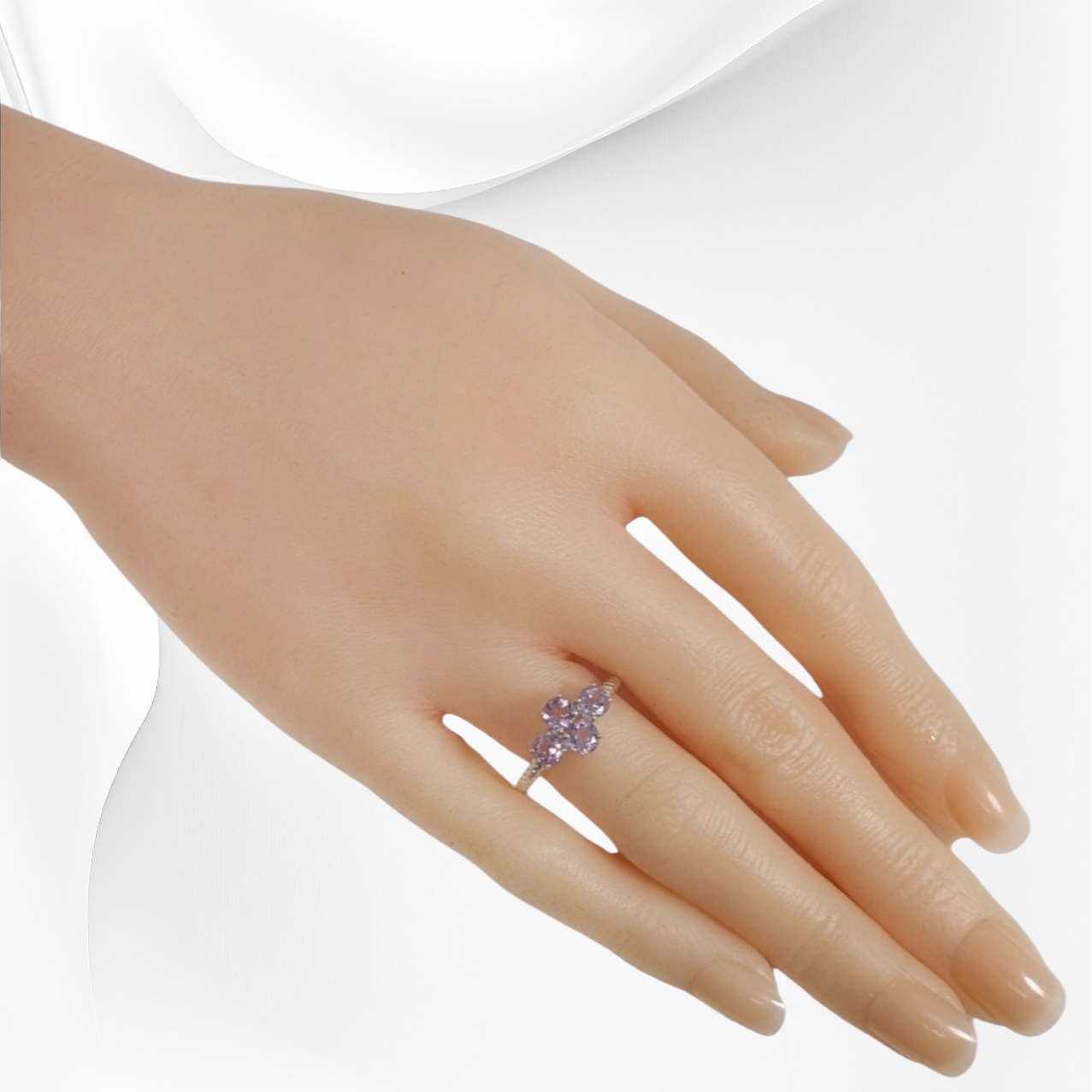 925 Sterling Silver Women's Ring with Authentic Amethyst Gemstones