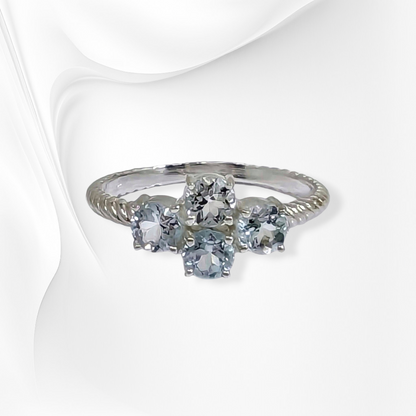 925 Sterling Silver Women's Ring with Authentic Blue Topaz