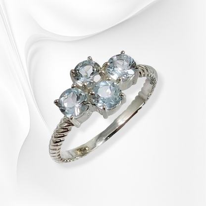 925 Sterling Silver Women's Ring with Authentic Blue Topaz