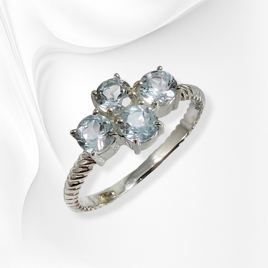 925 Sterling Silver Women's Ring with Authentic Blue Topaz