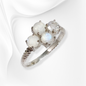 925 Sterling Silver Women's Ring with Authentic Moonstones Gemstones