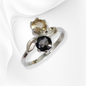 925 Sterling Silver Women's Ring with Authentic Citrine and Smoky Topaz