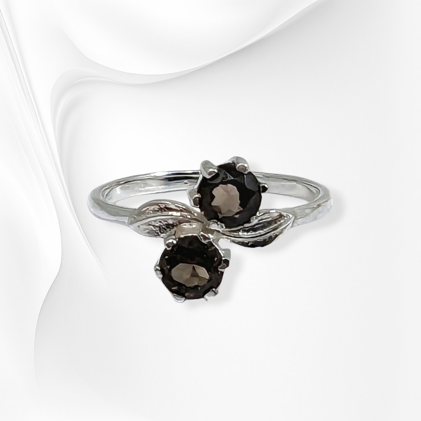 925 Sterling Silver Women's Ring with Authentic Smoky Topaz