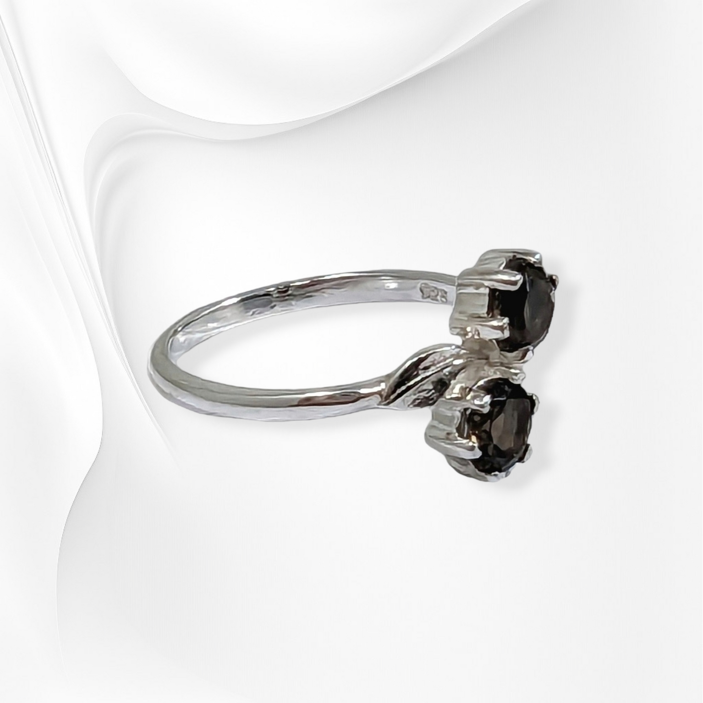 925 Sterling Silver Women's Ring with Authentic Smoky Topaz