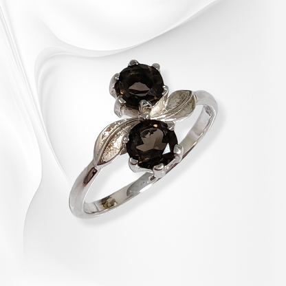 925 Sterling Silver Women's Ring with Authentic Smoky Topaz