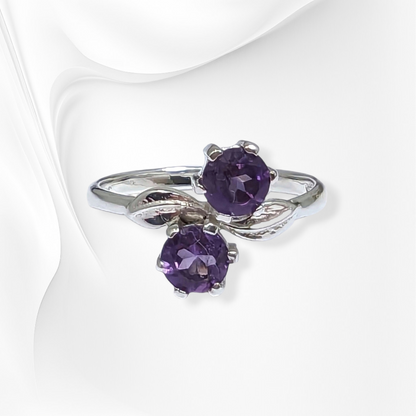 925 Sterling Silver Women's Ring with Authentic Amethyst Gemstones