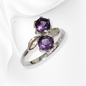 925 Sterling Silver Women's Ring with Authentic Amethyst Gemstones
