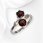 925 Sterling Silver Women's Ring with Authentic Red Garnet Gemstones