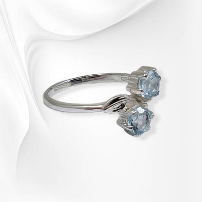 925 Sterling Silver Women's Ring with Authentic Blue Topaz