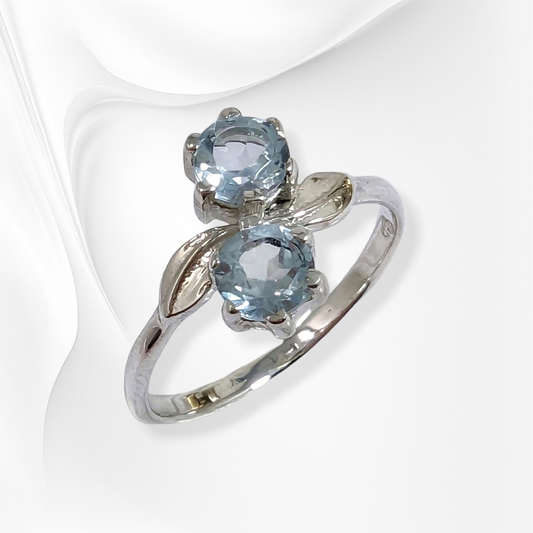 925 Sterling Silver Women's Ring with Authentic Blue Topaz