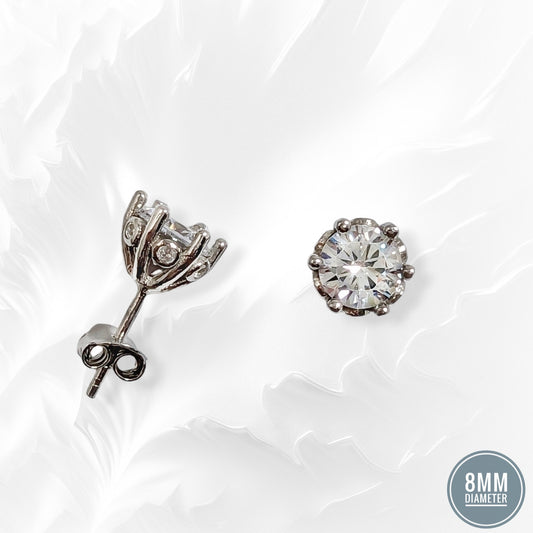 925 Sterling Silver Stud Earrings with Cubic Zirconia Crystals