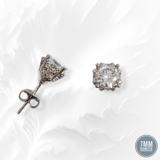 925 Sterling Silver Stud Earrings with Cubic Zirconia Crystals