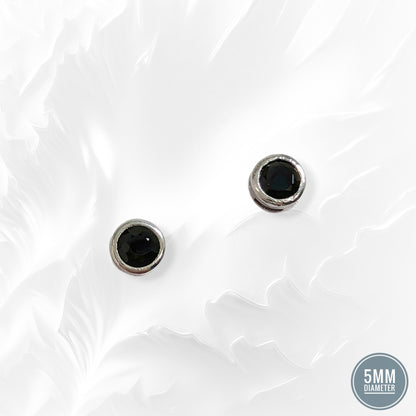 925 Sterling Silver Stud Earrings with Black Cubic Zirconia Crystals