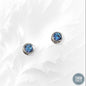 925 Sterling Silver Stud Earrings with Aquamarine Cubic Zirconia Crystals