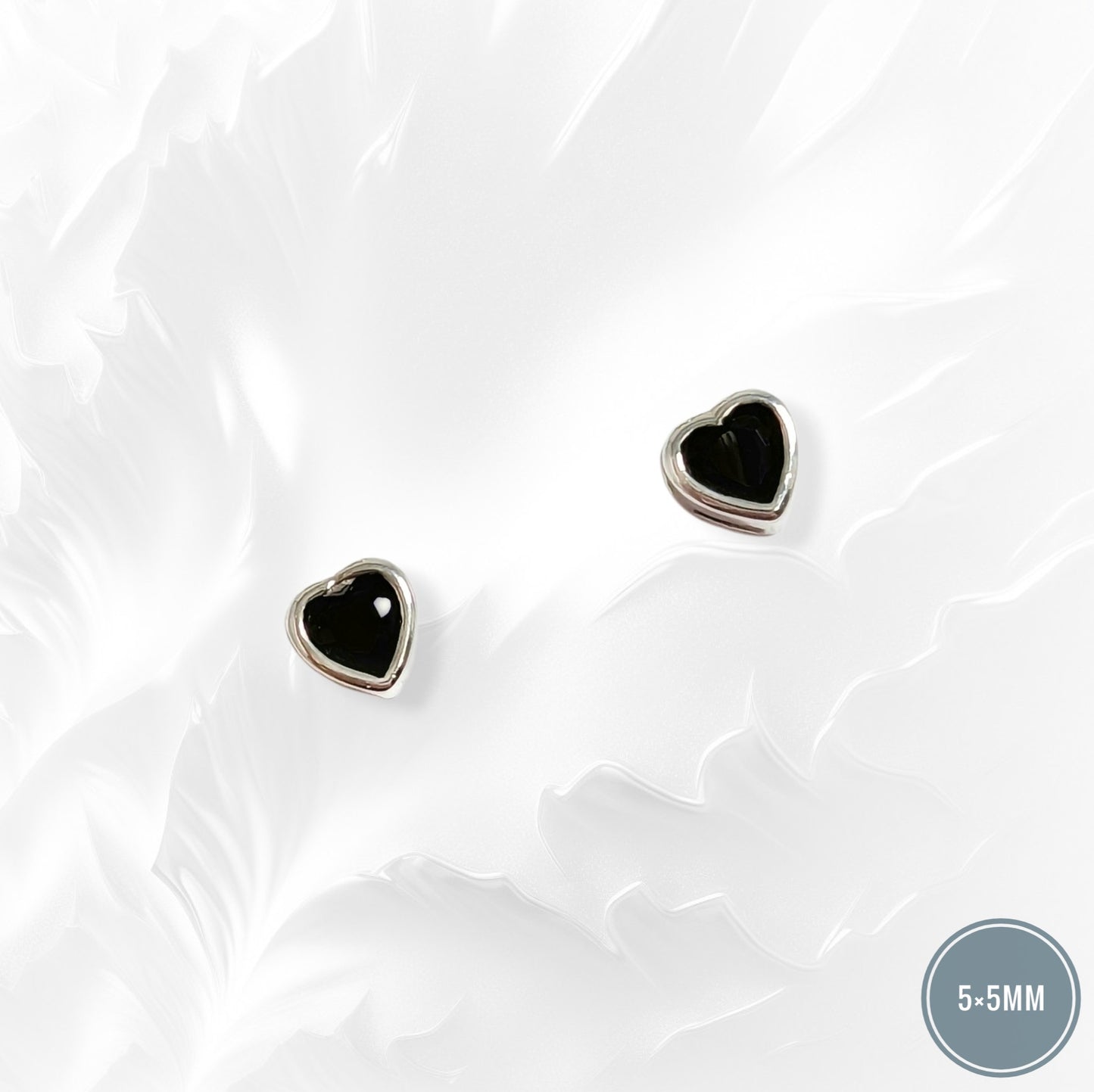 925 Sterling Silver Stud Earrings with Black Cubic Zirconia Crystals