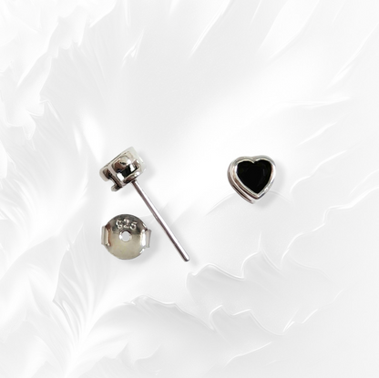 925 Sterling Silver Stud Earrings with Black Cubic Zirconia Crystals