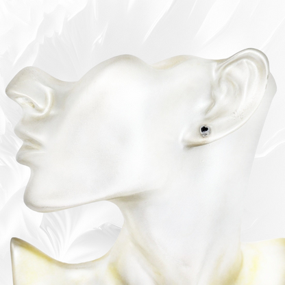 925 Sterling Silver Stud Earrings with Black Cubic Zirconia Crystals