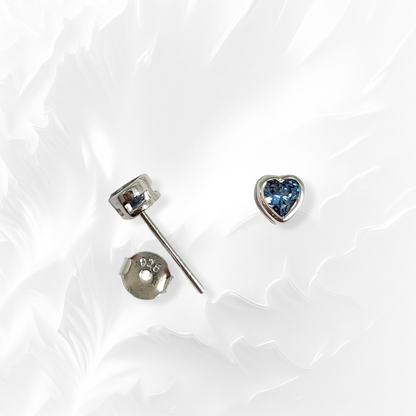 925 Sterling Silver Stud Earrings with Blue Cubic Zirconia Crystals