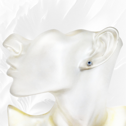 925 Sterling Silver Stud Earrings with Blue Cubic Zirconia Crystals