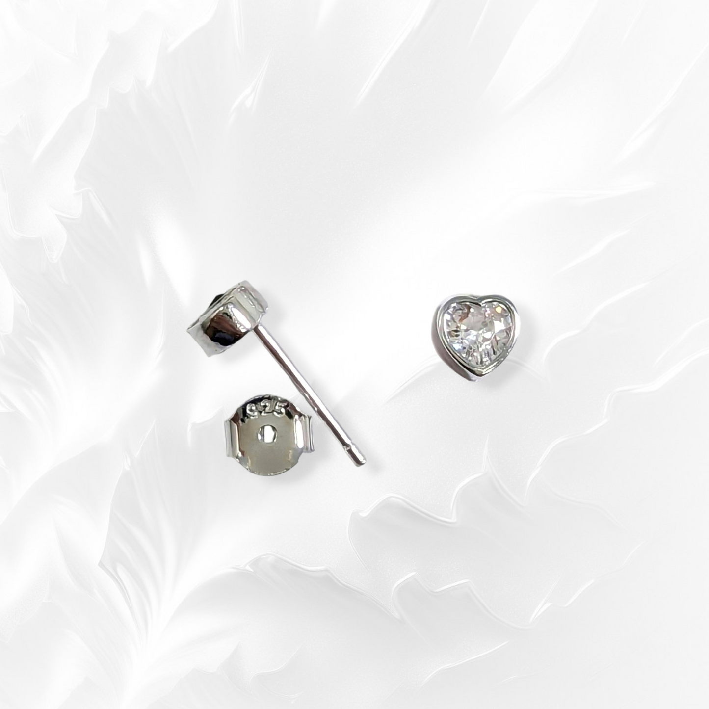 925 Sterling Silver Stud Earrings with Clear Cubic Zirconia Crystals