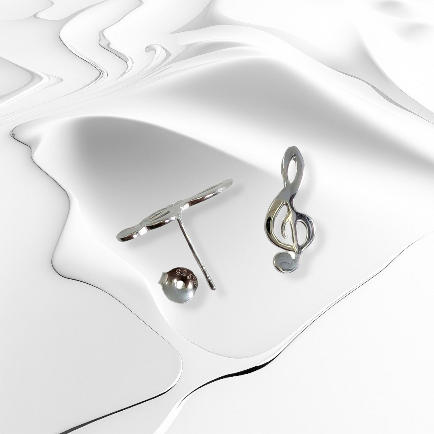 925 Sterling Silver Stud Earrings *Silver G Clef Stud Earrings