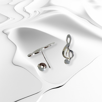 925 Sterling Silver Stud Earrings *Silver G Clef Stud Earrings