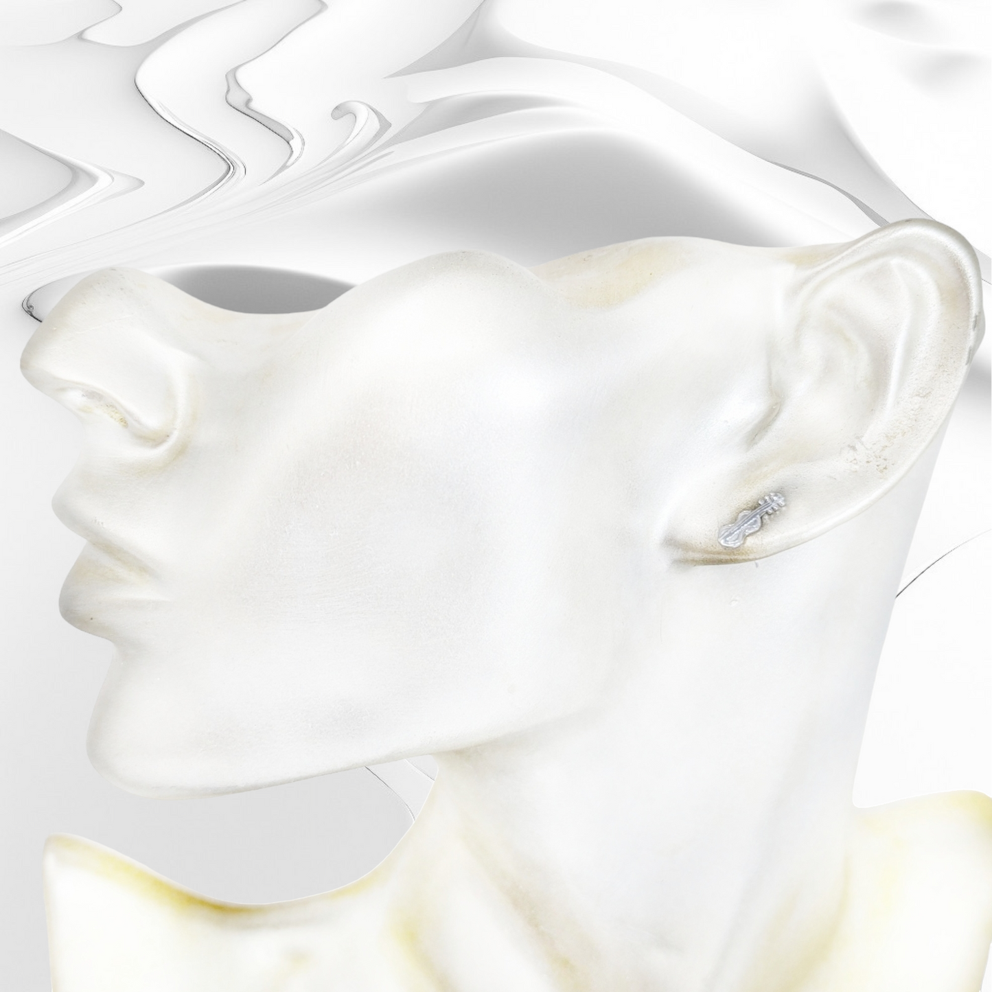 925 Sterling Silver Stud Earrings *Silver Guitar Stud Earrings